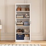 80cm 2-Door White Steel Shelf Wardrobe, No Above Storage - Black Handle