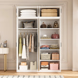 160cm 4-Door White Steel Hanging and Shelf Wardrobe, Above Storage - Black Handle