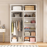 160cm 4-Door White Steel Hanging and Shelf Wardrobe, Above Storage - Gold Handle - Top-Down View