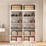 160cm 4-Door White Steel 2 Shelf Wardrobe, Above Storage - Black Handle - Top-Down View