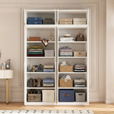 160cm 4-Door White Steel 2 Shelf Wardrobe, Above Storage - White Handle