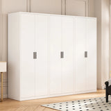 240cm 6-Door White Steel 2 Hanging and 1 Shelf Wardrobe, No Above Storage - Black Handle - Side View