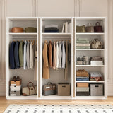 240cm 6-Door White Steel 2 Hanging and 1 Shelf Wardrobe, No Above Storage - White Handle