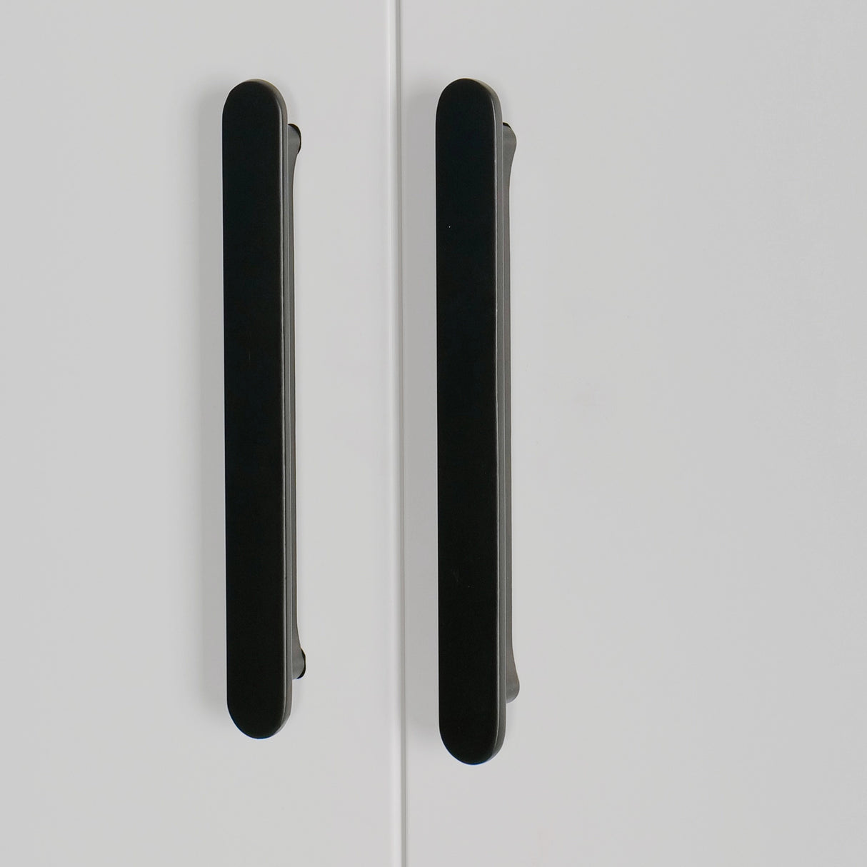 240cm 6-Door White Steel 1 Hanging and 2 Shelf Wardrobe, Above Storage - Black Handle