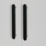 240cm 6-Door White Steel 1 Hanging and 2 Shelf Wardrobe, Above Storage - Black Handle