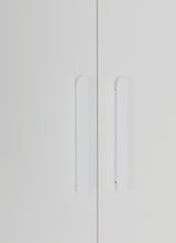 240cm 6-Door White Steel 1 Hanging and 2 Shelf Wardrobe, Above Storage - White Handle