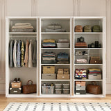 240cm 6-Door White Steel 1 Hanging and 2 Shelf Wardrobe, No Above Storage - Gold Handle - Front View