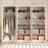240cm 6-Door White Steel 1 Hanging and 2 Shelf Wardrobe, No Above Storage - White Handle - Top-Down View