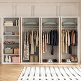 320cm 8-Door White Steel 3 Hanging and 1 Shelf Wardrobe, No Above Storage - Gold Handle