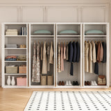 320cm 8-Door White Steel 3 Hanging and 1 Shelf Wardrobe, No Above Storage - White Handle