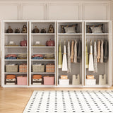 320cm 8-Door White Steel 2 Hanging and 2 Shelf Wardrobe, No Above Storage - Gold Handle