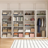 320cm 8-Door White Steel 1 Hanging and 3 Shelf Wardrobe, No Above Storage - Gold Handle - Top-Down View