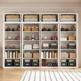 320cm 8-Door White Steel 4 Shelf Wardrobe, Above Storage - White Handle - Front View
