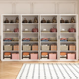 320cm 8-Door White Steel 4 Shelf Wardrobe, No Above Storage - Black Handle