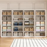 320cm 8-Door White Steel 4 Shelf Wardrobe, No Above Storage - White Handle