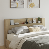 Storage Headboard with LED Sonoma Oak Engineered Wood
