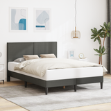 Bed Frame with Headboard Dark Grey 153 x 203 cm Corduroy Fabric - Front View