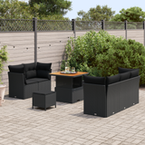 Garden Sofa Set 8 pcs Black Poly rattan and powder-coated steel - Side View