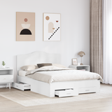 Bed Frame with Headboard White 150 x 200 cm Engineered Wood - Side View