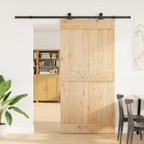 Sliding Door NARVIK Natural and Black 100 x 210 cm (213.5 cm)