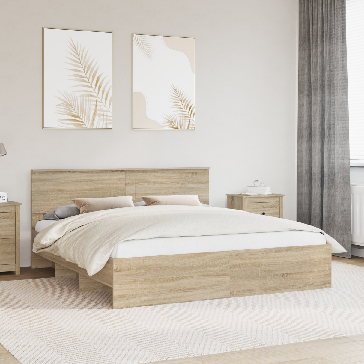 Bed Frame Sonoma Oak 180 x 200 cm Engineered Wood