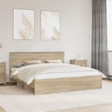 Bed Frame Sonoma Oak 180 x 200 cm Engineered Wood - Front View