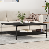 Coffee Table Black oak 100 x 100 x 40 cm Engineered Wood - Side View