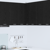 Hanging Cabinet Black Oak and White 57 x 57 x 80 cm - Side View