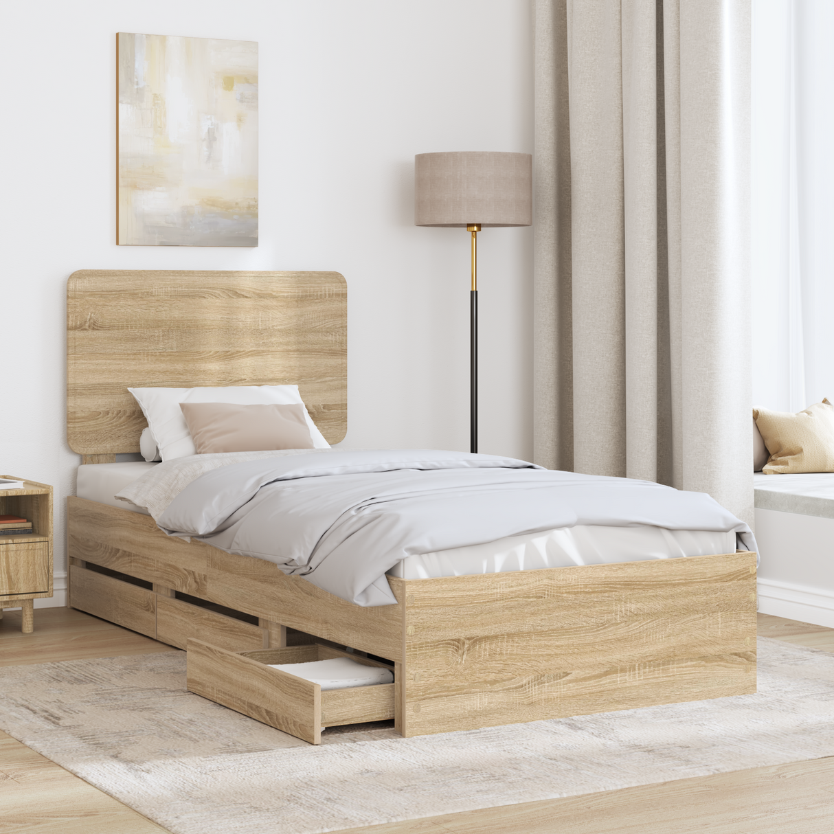 Bed Frame with Drawer Sonoma Oak 90 x 190 cm Engineered Wood