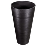 Decorative Large Textured Round Black Planter 71cm - Front View