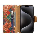 Wallet i Phone 15 Case for Coque iPhone 16 15 14 13 12 11 Pro Max 7 8 Plus X XS XR SE Case High Quality Leather Totem Flip Cover - Front View