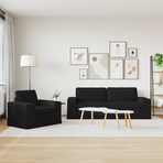 Sofa Set 2 pcs Black Fabric