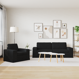 Sofa Set 2 pcs Black 222 x 80 x 82 cm Fabric - Side View