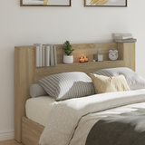 Storage Headboard with LED Sonoma Oak Engineered Wood - Side View