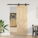 Sliding Door NARVIK Natural and Black 80 x 210 cm (152.5 cm)