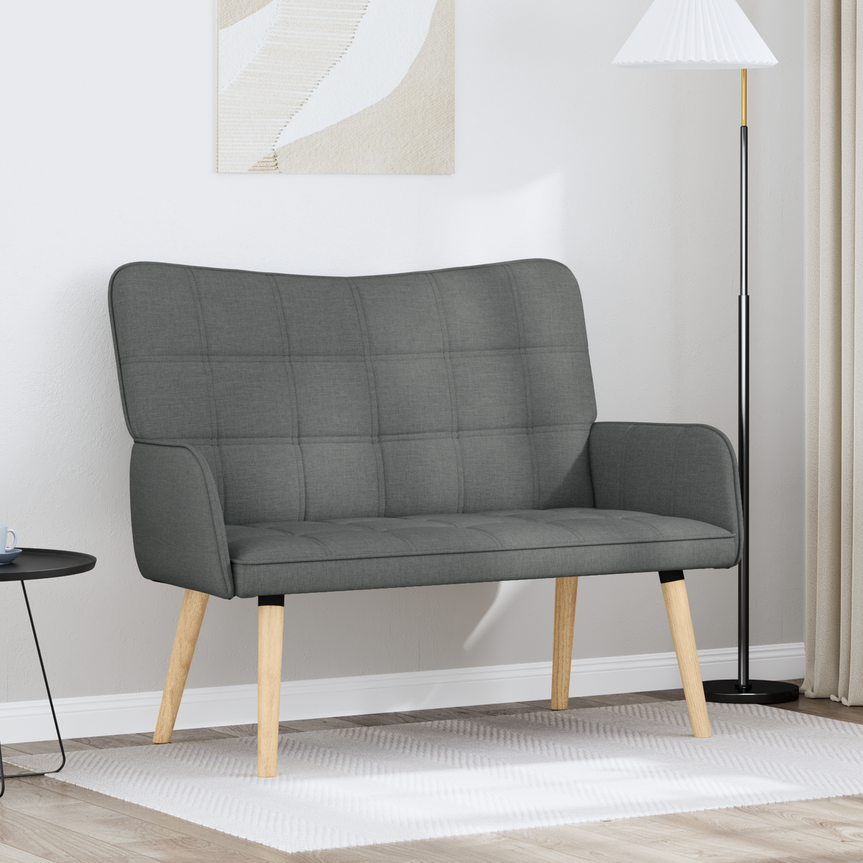 Two Seater Sofa Dark Grey 115 x 61 x 87 cm Fabric