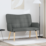 Two Seater Sofa Dark Grey 115 x 61 x 87 cm Fabric - Front View