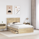Bed Frame with Drawer Sonoma Oak 135 x 190 cm Engineered Wood - Side View