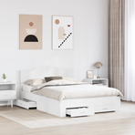 Bed Frame with Drawer White 150 x 200 cm Engineered Wood