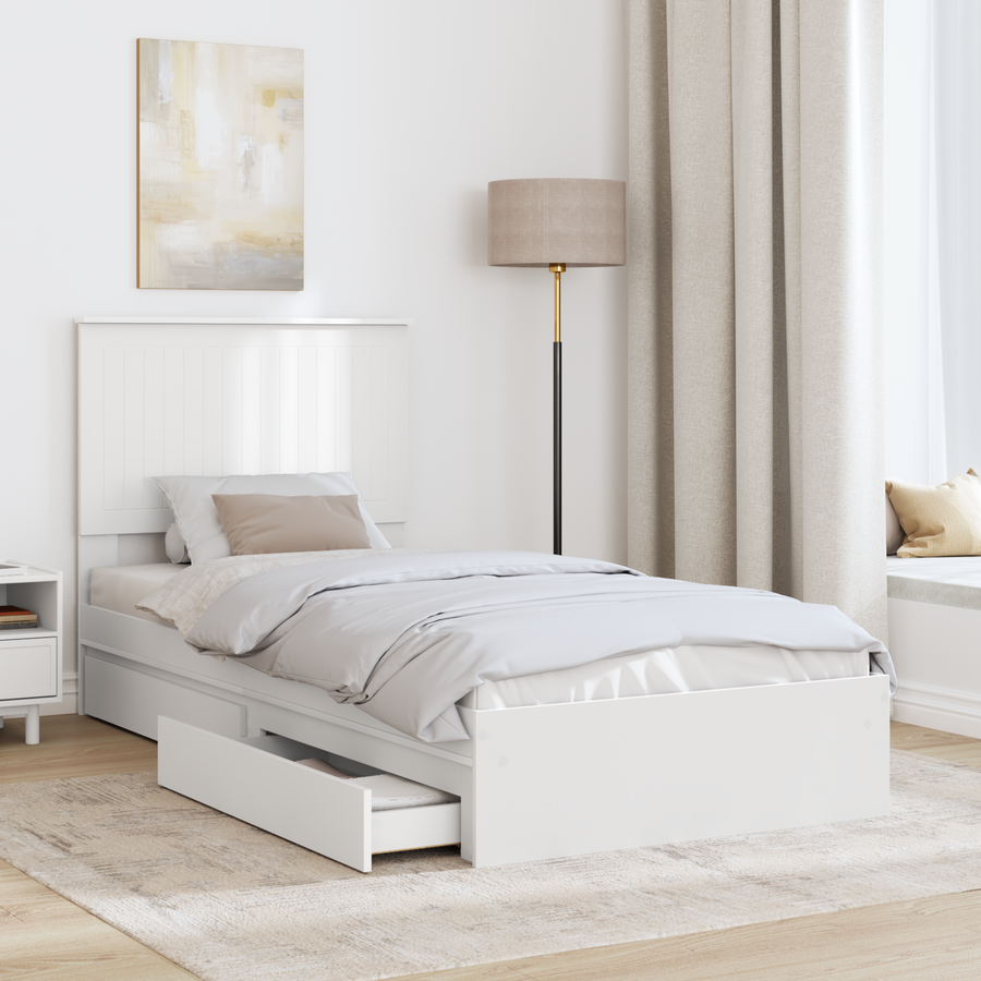 Storage Bed with Drawer White 90 x 190 cm Engineered Wood