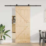 Sliding Door NARVIK Natural and Black 85 x 210 cm (213.5 cm)