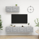 TV Cabinets 3 pcs Concrete Grey Engineered Wood - Front View