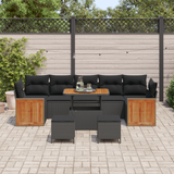 Garden Sofa Set with Cushion Manual 10 pcs Black - Side View