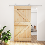Sliding Door Natural and White 100 x 210 cm Solid Pine Wood