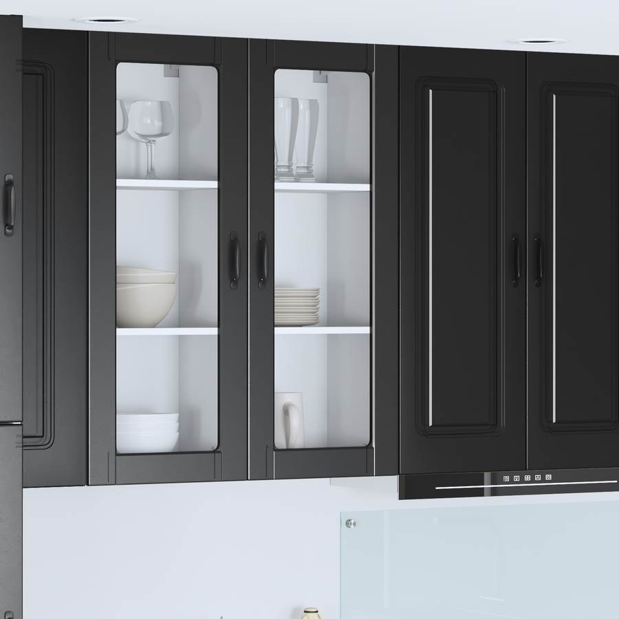 Wall Glass Cabinet PORTO Black 40 x 31 x 100 cm Engineered Wood