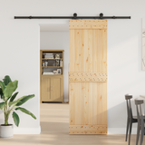 Sliding Door NARVIK Natural and Black 70 x 210 cm (213.5 cm) - Front View