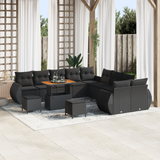 Garden Sofa Set with Cushion with Storage 13 pcs Black - Front View