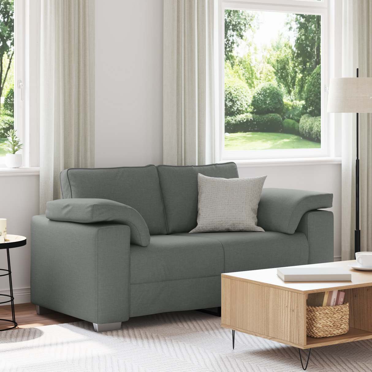 Loveseat Sofa Dark Grey 160 cm Fabric