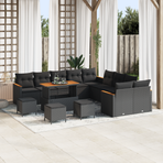 Garden Sofa Set 14 pcs 12-Seater Black Poly Rattan