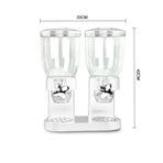 Double Cereal Dispenser Dry Food Storage Container White
